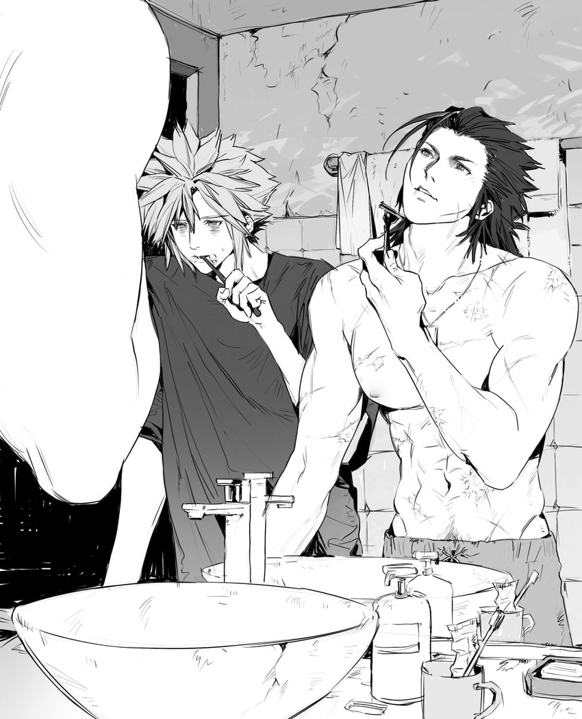 cloud strife and zack fair (final fantasy and 1 more) drawn by xevir3399