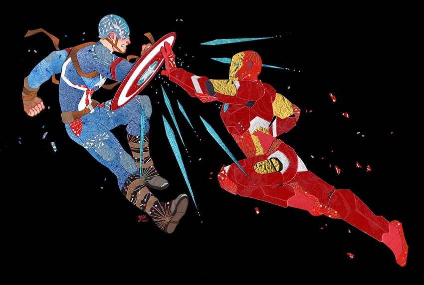 captain america and iron man (marvel and 1 more) drawn by yutaan