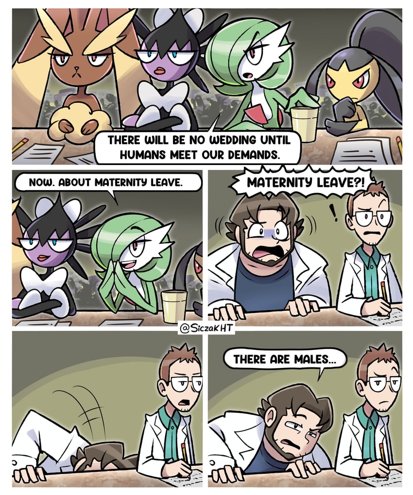 gardevoir, lopunny, mawile, gothitelle, professor birch, and 1 more (pokemon and 3 more) drawn by siczak
