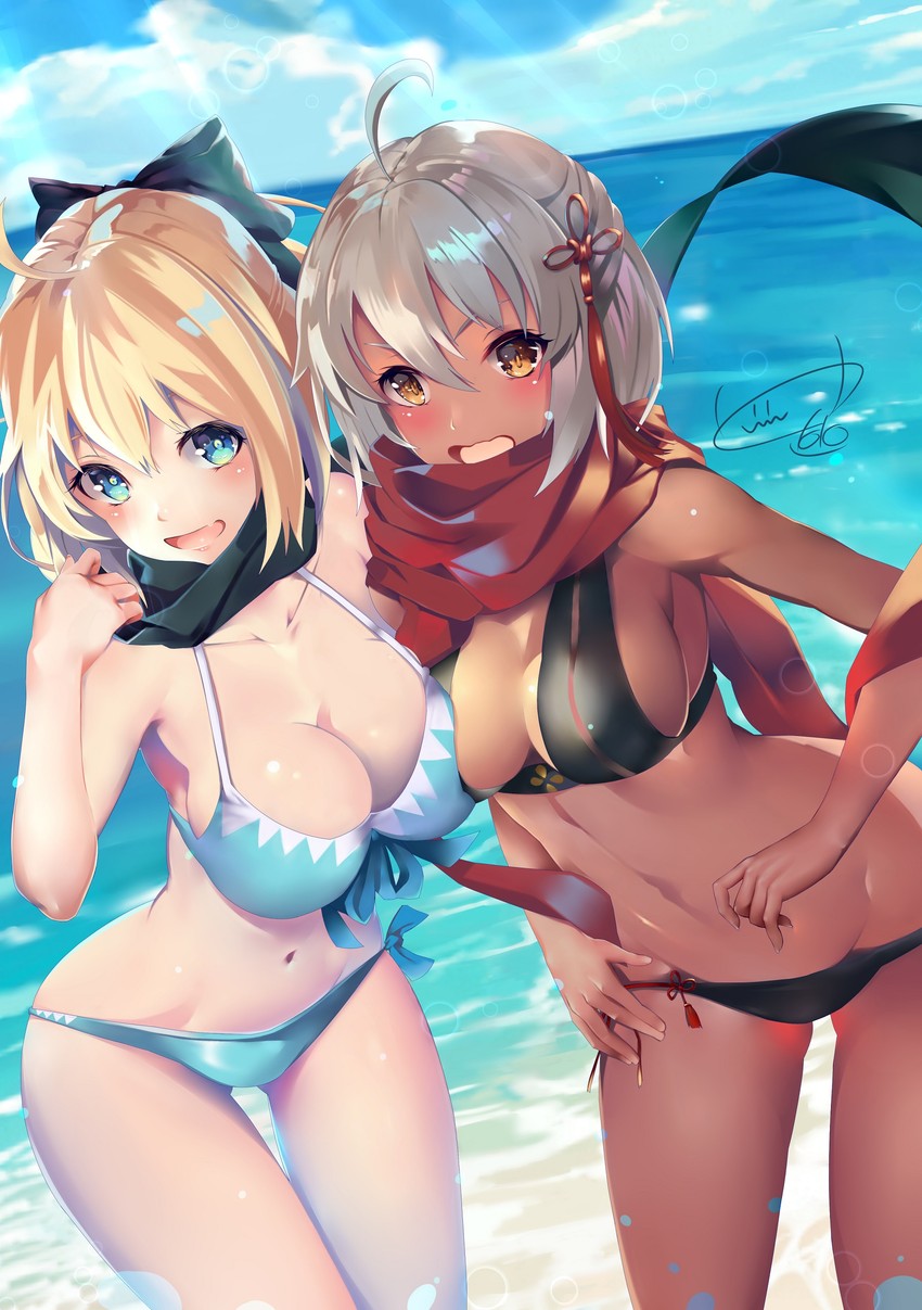 okita souji and okita souji alter (fate and 2 more) drawn by cekonikova
