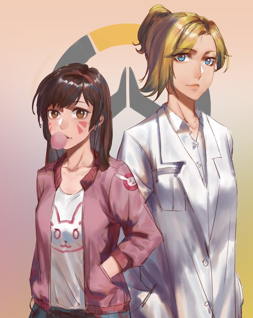d.va and mercy (overwatch and 1 more) drawn by liudaohai6001