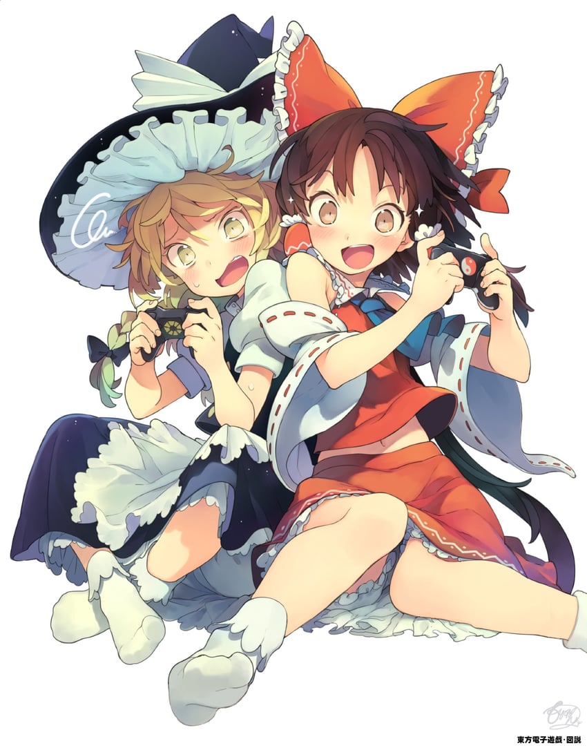 hakurei reimu and kirisame marisa (touhou) drawn by morino_hon