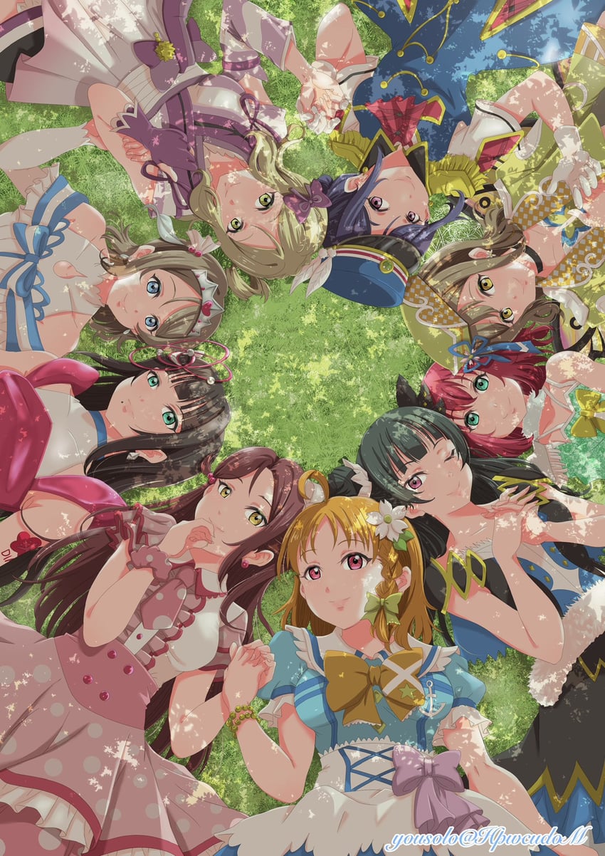 watanabe you, tsushima yoshiko, sakurauchi riko, takami chika, matsuura kanan, and 4 more (love live! and 1 more) drawn by yousolo