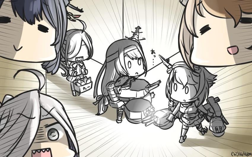 mutsu, fusou, asashimo, and fusou kai ni (kantai collection) drawn by hamu_koutarou