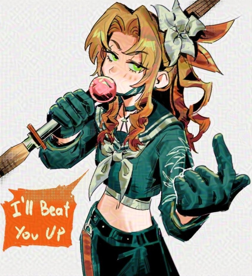 aerith gainsborough (final fantasy and 2 more) drawn by jeremr
