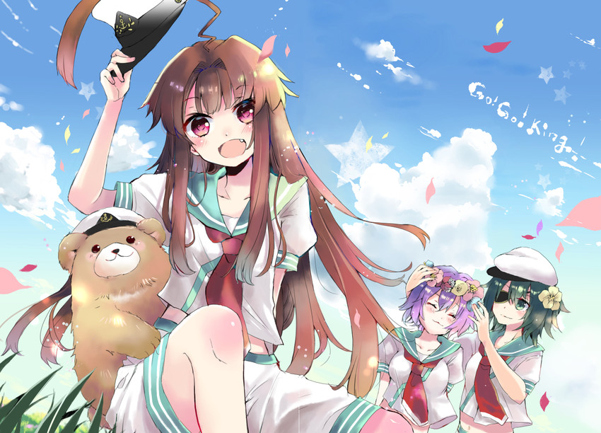 admiral, kiso, kuma, non-human admiral, and tama (kantai collection) drawn by mito_(go!go!king!)