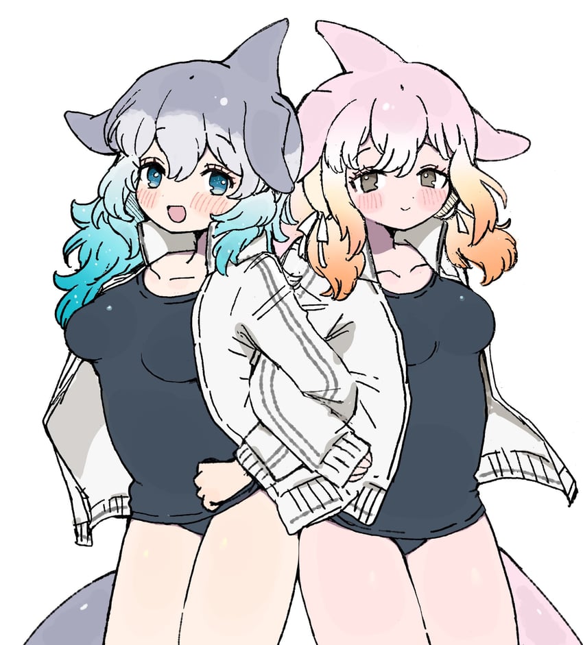 common bottlenose dolphin and chinese white dolphin (kemono friends) drawn by 010mzam