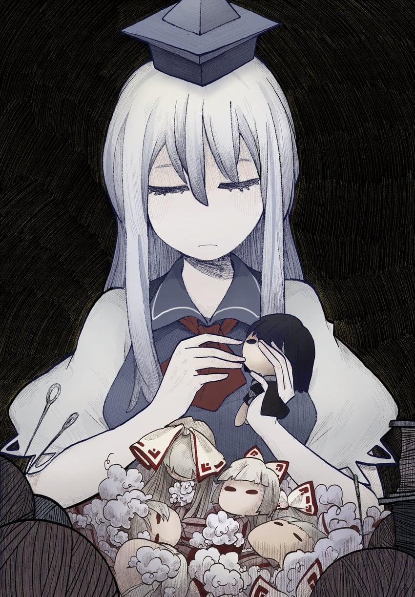 fujiwara no mokou and kamishirasawa keine (touhou) drawn by xmzhier
