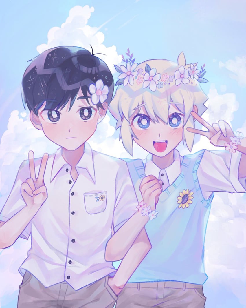 sunny and basil (omori) drawn by iro_(mywife_sunny)