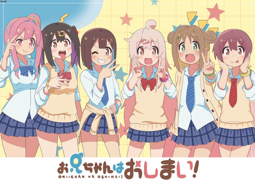 oyama mahiro, oyama mihari, hozuki momiji, oka asahi, murosaki miyo, and 1 more (onii-chan wa oshimai!) drawn by bambi2000line