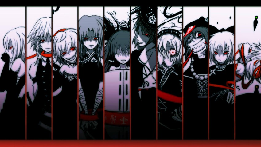 hakurei reimu, remilia scarlet, flandre scarlet, izayoi sakuya, cirno, and 5 more (touhou) drawn by noumen