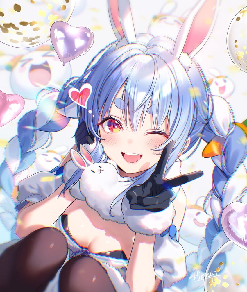 usada pekora and don-chan (hololive) drawn by hikosan