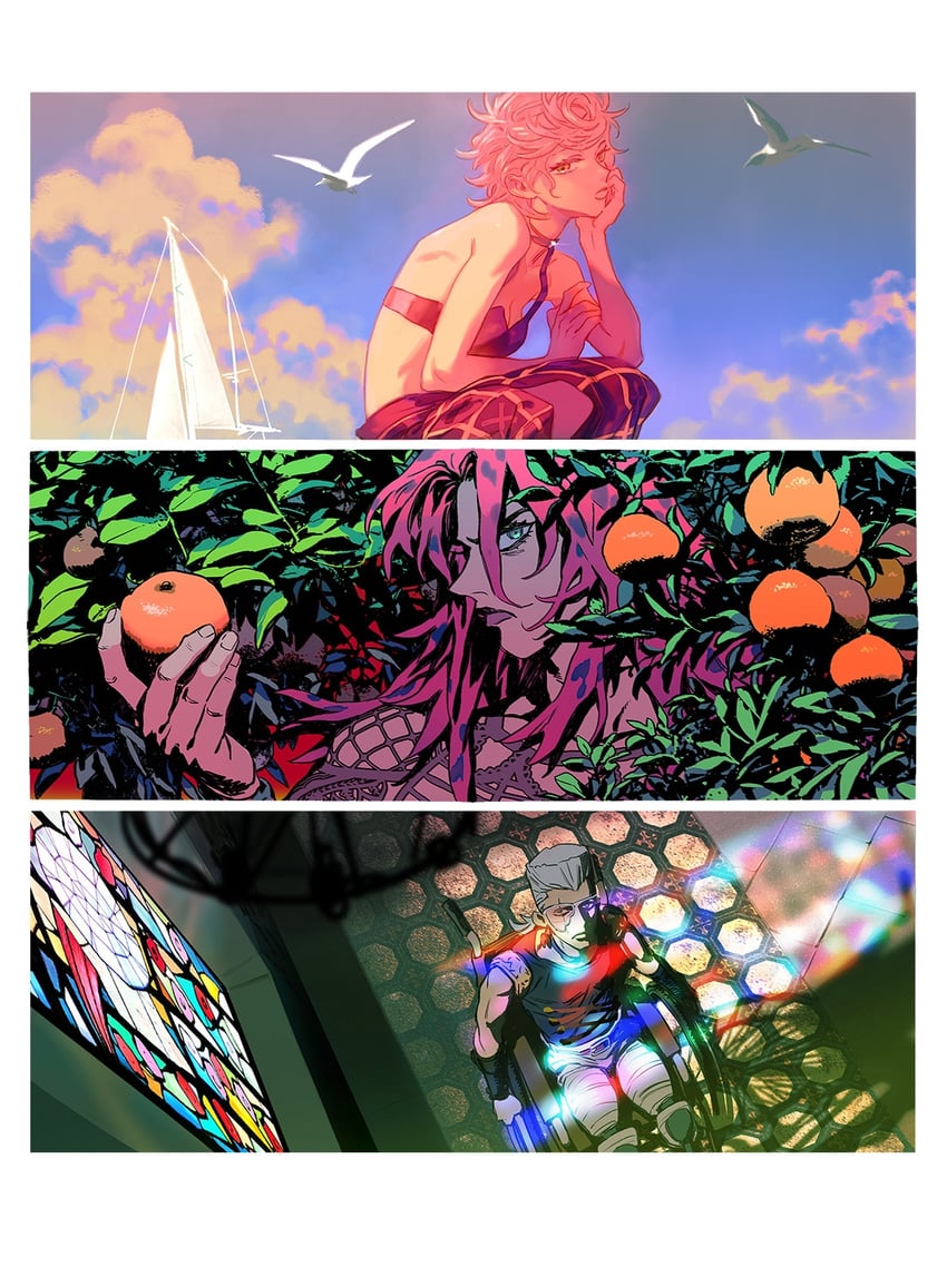 jean pierre polnareff, trish una, and diavolo (jojo no kimyou na bouken and 1 more) drawn by shishio_(shishio5431)