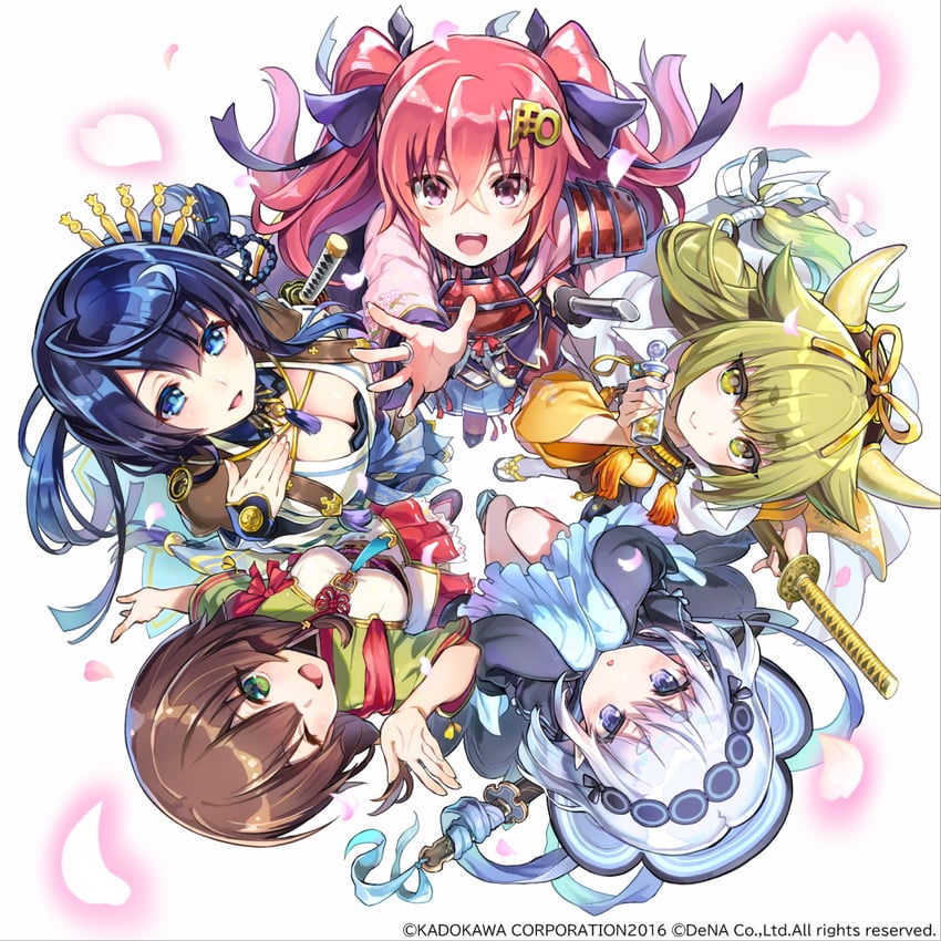 jouizumi masamune, kuwana gou, goou yoshimitsu, nanaka, and kogarasumaru (tenka hyakken) drawn by fukube