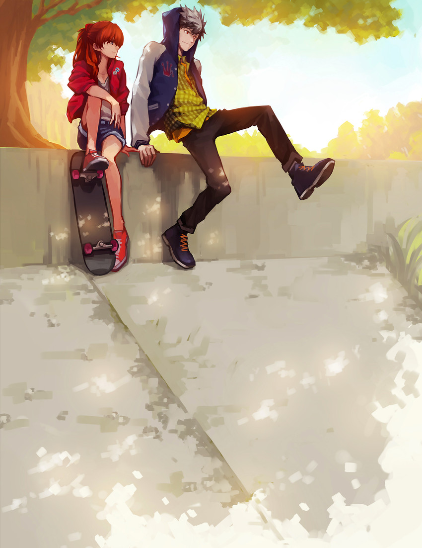 souryuu asuka langley and nagisa kaworu (neon genesis evangelion and 1 more) drawn by mairl
