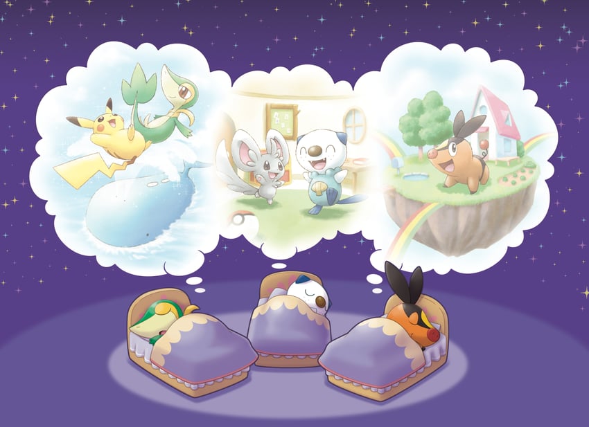 pikachu, oshawott, snivy, tepig, minccino, and 1 more (pokemon and 2 more)