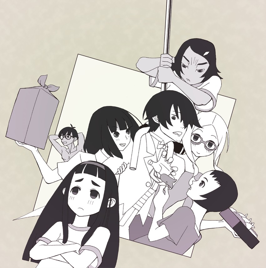 goto hime, goto kakushi, keshi kakeru, rokujou ichiko, senda naru, and 2 more (kakushigoto) drawn by akiteru