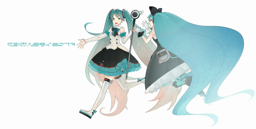 hatsune miku and magical mirai miku (vocaloid and 1 more) drawn by tanaka_miz