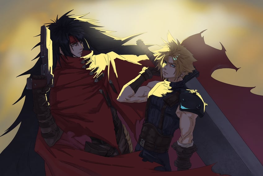 cloud strife and vincent valentine (final fantasy and 1 more) drawn by xiojio293506