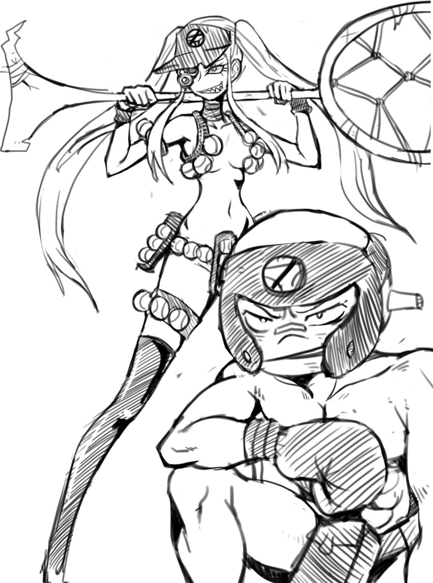 hakodate omiko and fukuroda takaharu (kill la kill) drawn by skg