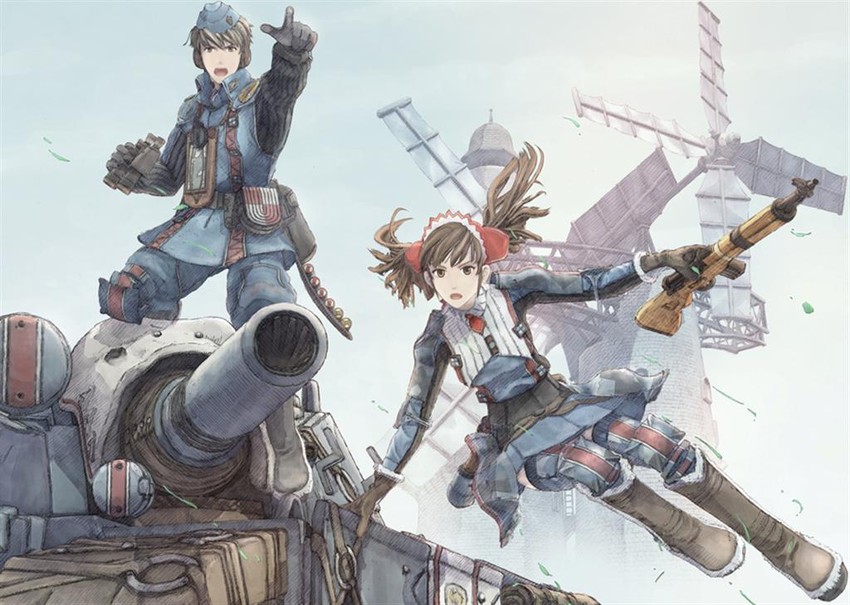 alicia melchiott and welkin gunther (senjou no valkyria and 1 more) drawn by honjou_raita