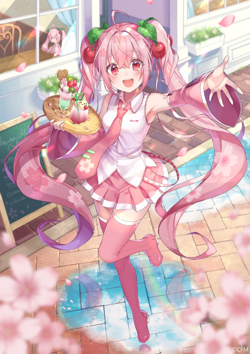 hatsune miku and sakura miku (vocaloid and 2 more) drawn by sakura_shiori