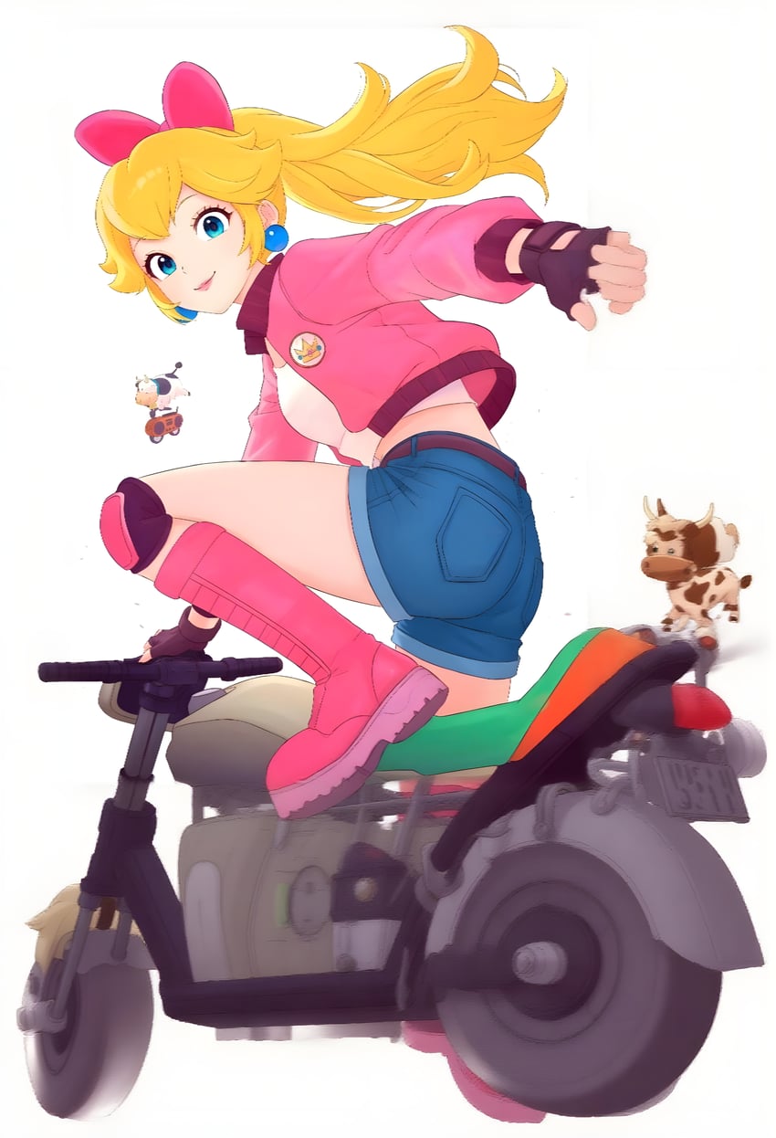 princess peach and moo moo (mario and 2 more) drawn by truejekart