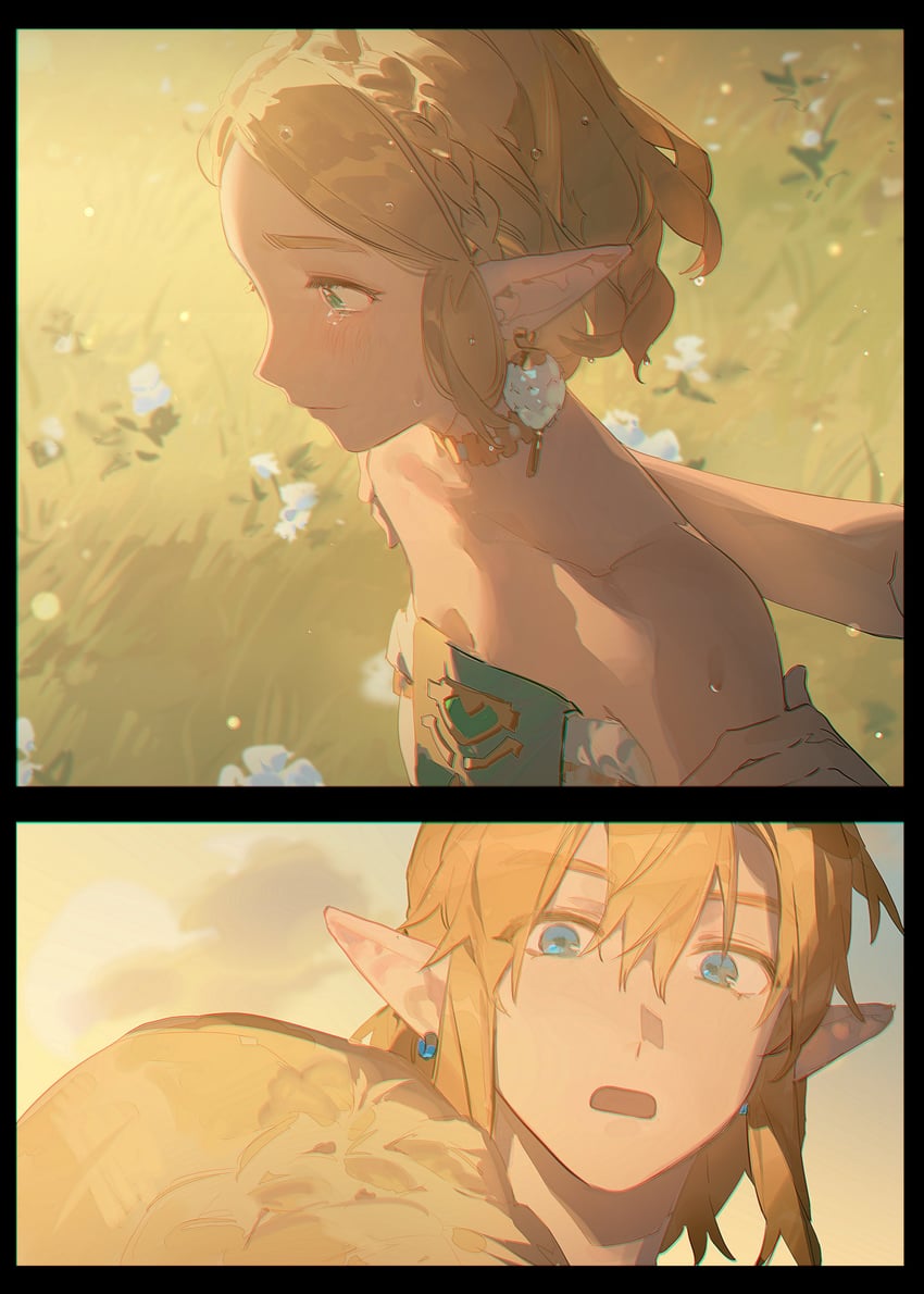 link and princess zelda (the legend of zelda and 1 more) drawn by tefco