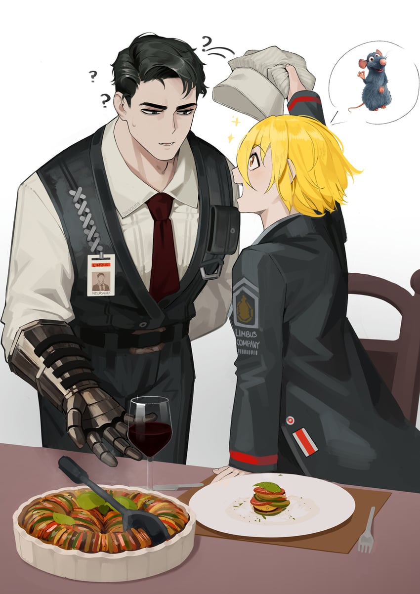 don quixote, meursault, and remy (project moon and 2 more) drawn by sasoura