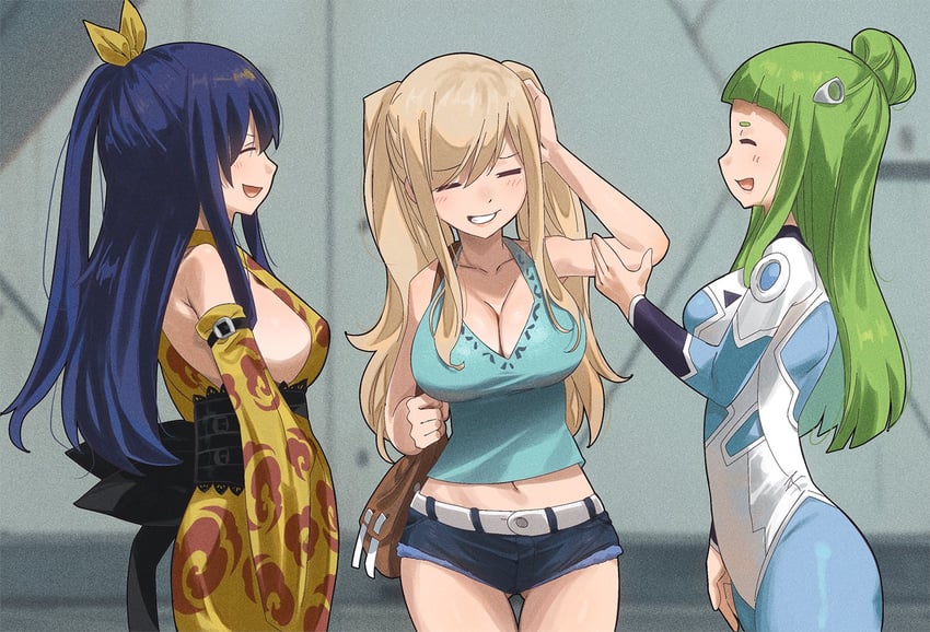 rebecca bluegarden, homura kogetsu, and kleene (eden's zero) drawn by gaston18