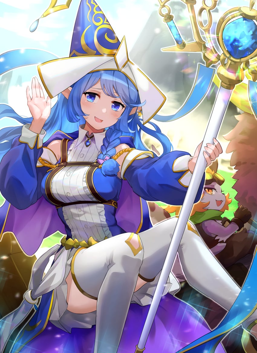 water enchantress of the temple and wandering gryphon rider (yu-gi-oh!) drawn by hsin