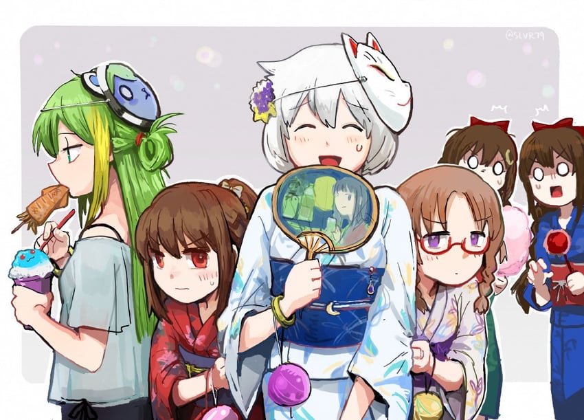 alina gray, satomi touka, azusa mifuyu, hiiragi nemu, amane tsukuyo, and 2 more (mahou shoujo madoka magica and 1 more) drawn by silverxp