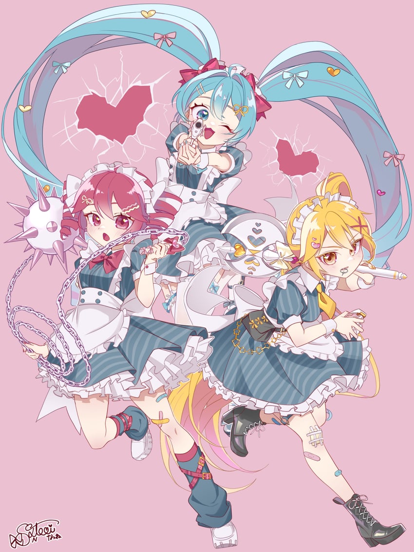 hatsune miku, kasane teto, and akita neru (vocaloid and 2 more) drawn by 33natsune