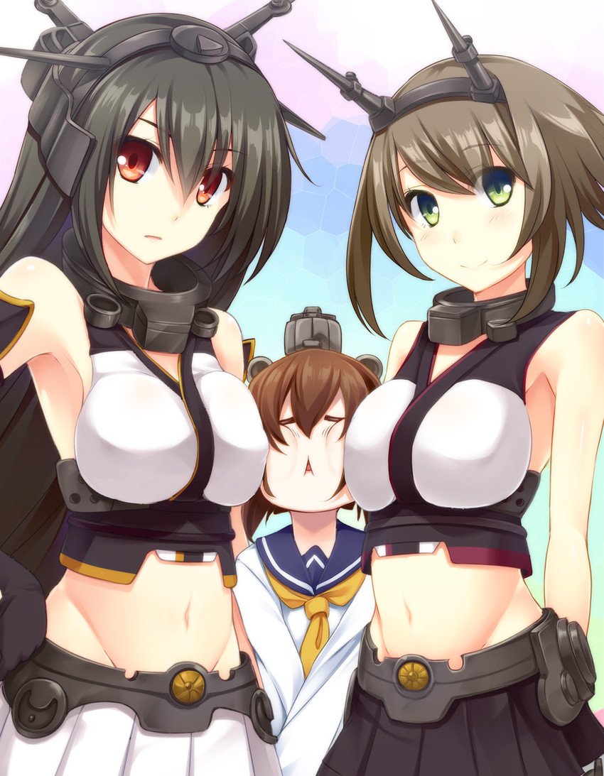 nagato, yukikaze, and mutsu (kantai collection) drawn by sorano_(12gou)
