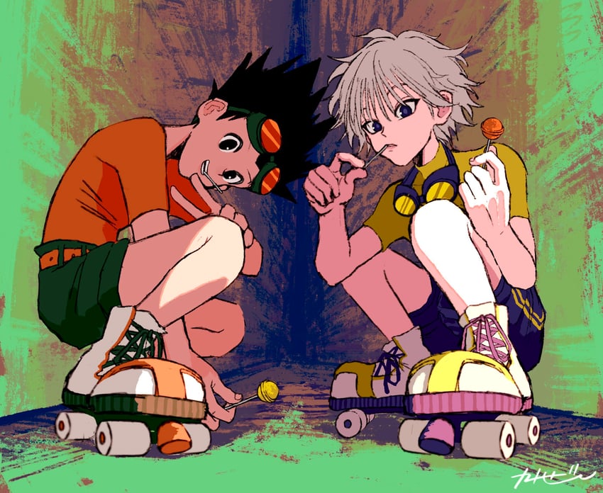 killua zoldyck and gon freecss (hunter x hunter) drawn by kaze_no