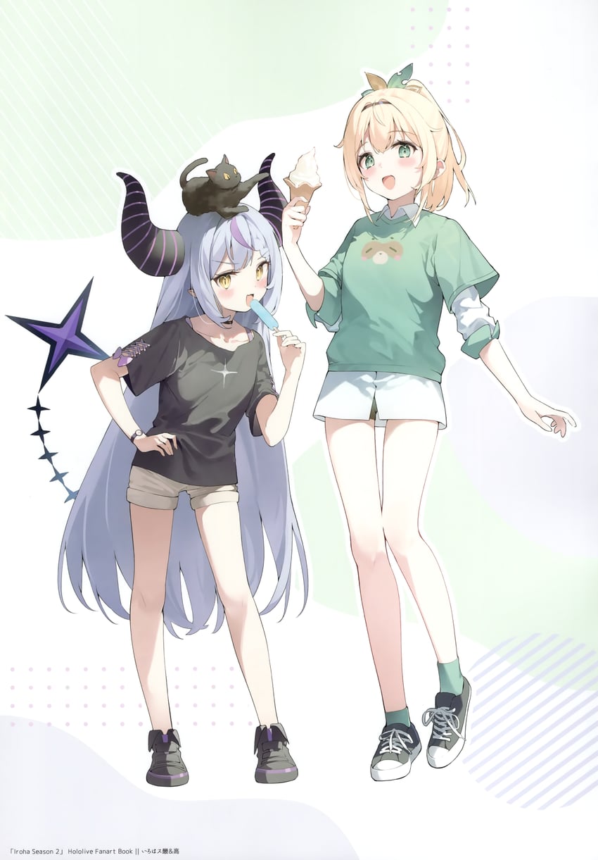 la+ darknesss and kazama iroha (hololive) drawn by hana_mori