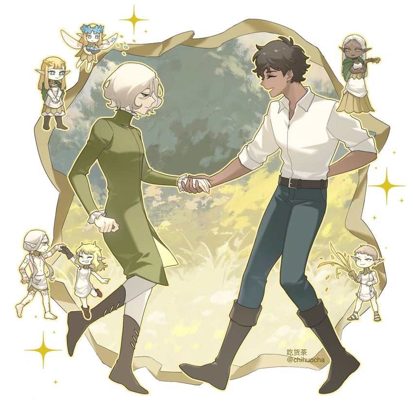 mithrun, kabru, fleki, lycion, cithis, and 3 more (dungeon meshi) drawn by chihuo_cha