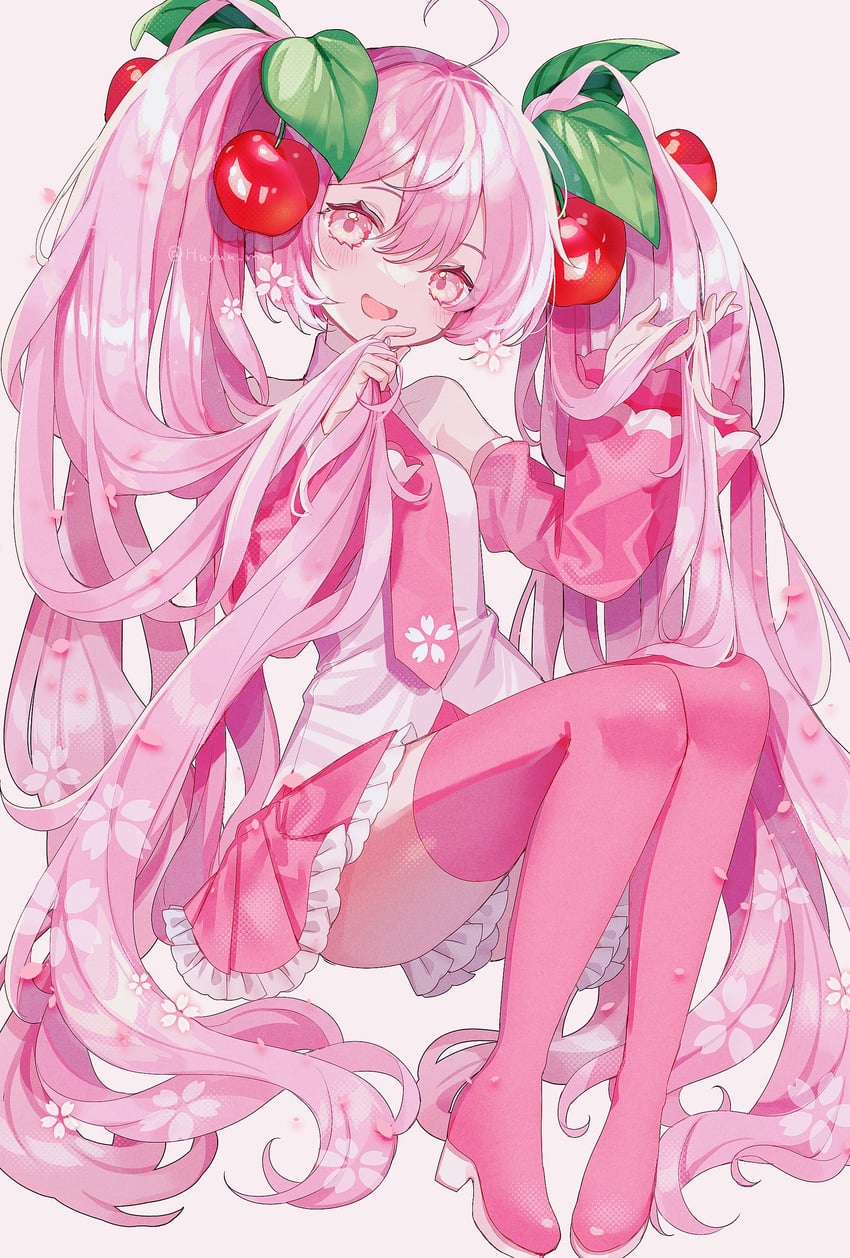 hatsune miku and sakura miku (vocaloid) drawn by fuinagi_(huyuu_mm)