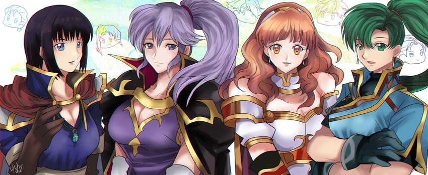 lyn, celica, ishtar, eliwood, hector, and 4 more (fire emblem and 6 more) drawn by rem_(eyes_410)