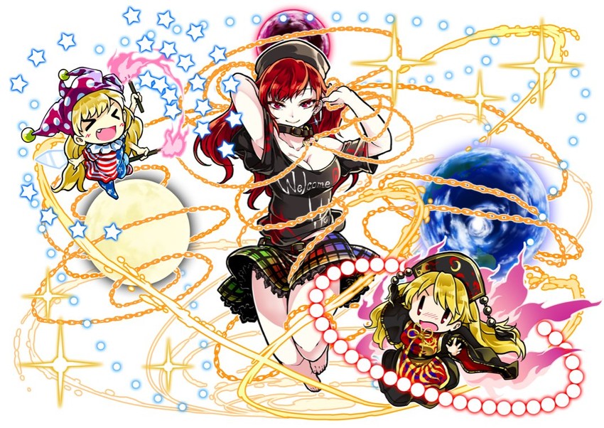 clownpiece, junko, and hecatia lapislazuli (touhou and 1 more) drawn by izuna_nie