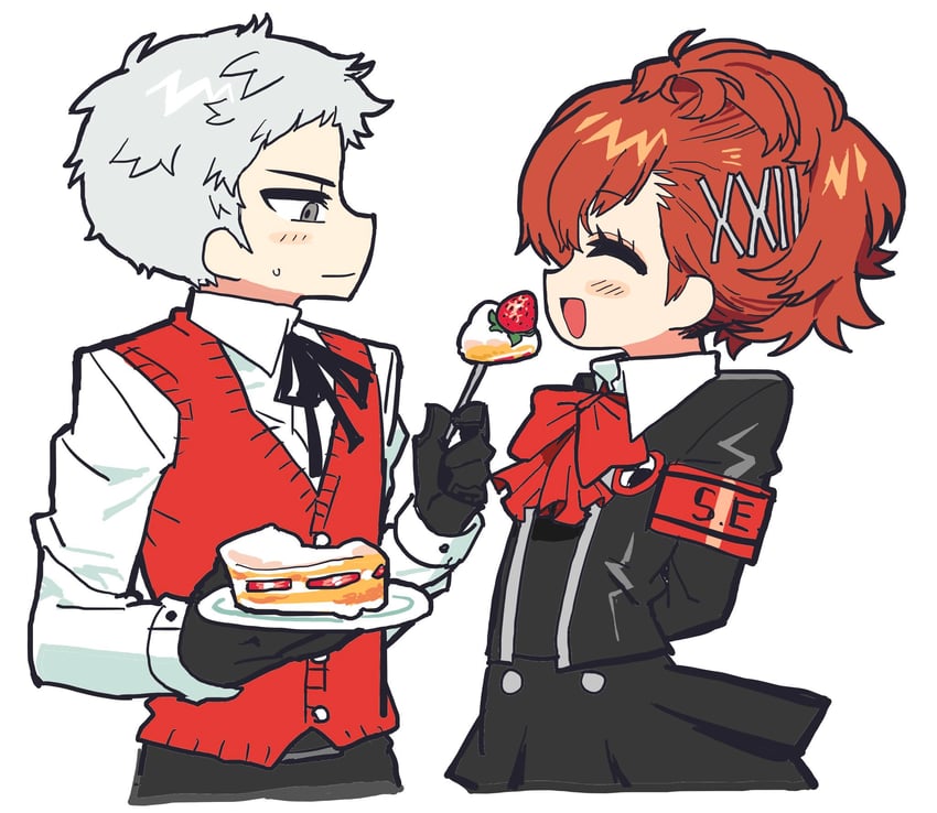 shiomi kotone and sanada akihiko (persona and 2 more) drawn by satanmanse