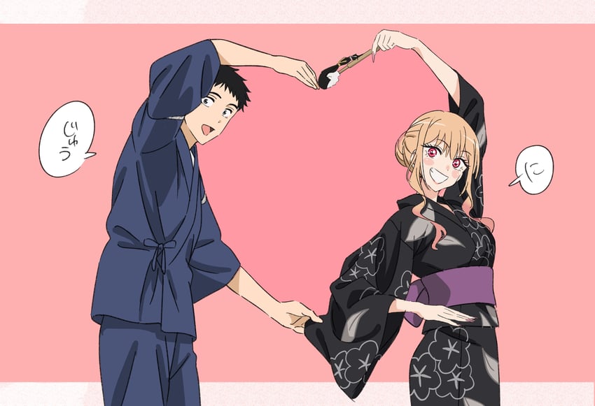 kitagawa marin and gojou wakana (sono bisque doll wa koi wo suru) drawn by yamazaki_jun