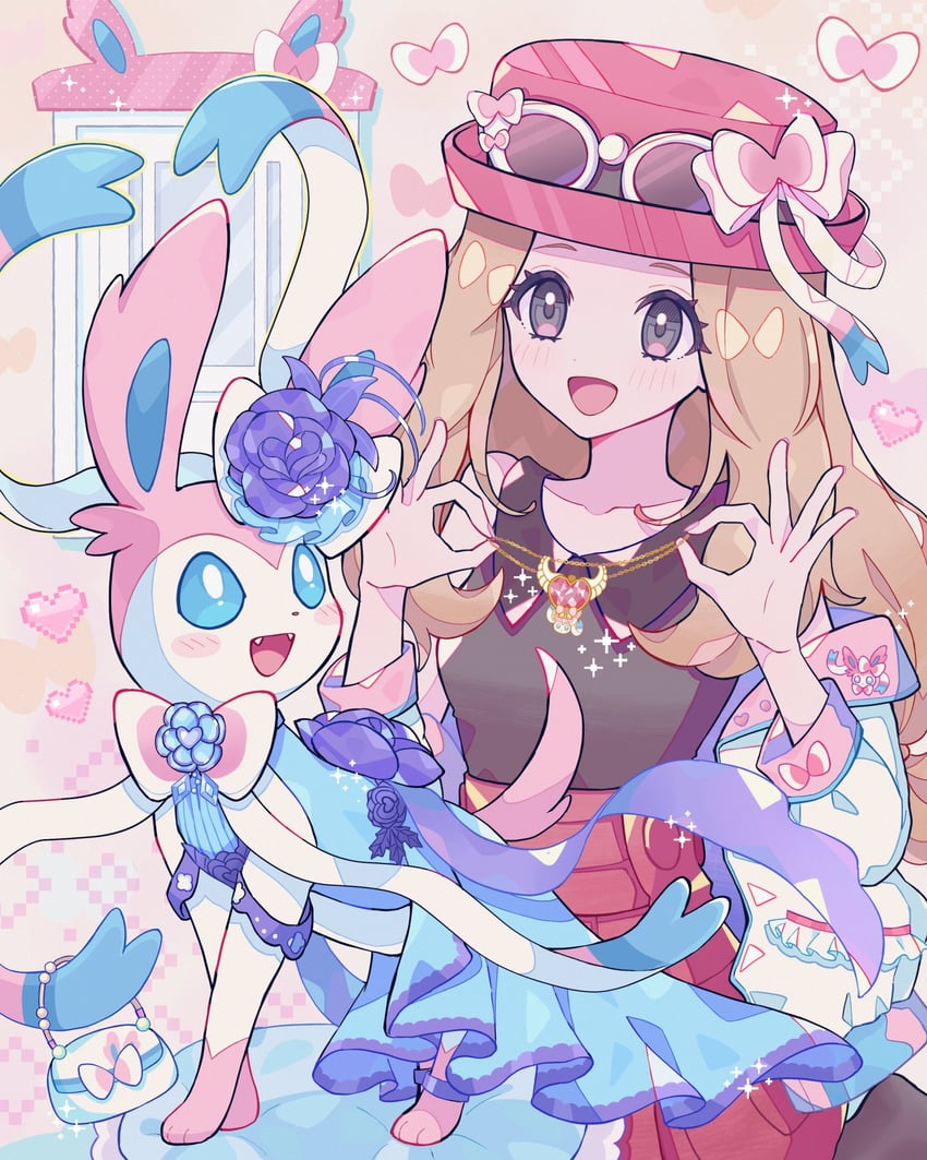 serena and sylveon (pokemon and 2 more) drawn by haru_(haruxxe)