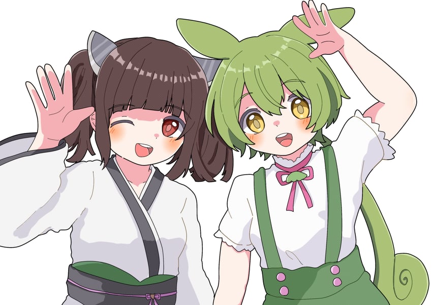 touhoku kiritan and zundamon (voiceroid and 1 more) drawn by poroporosaburo