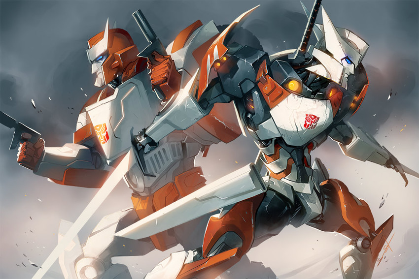 ratchet and drift (transformers and 1 more) drawn by sarah_stone