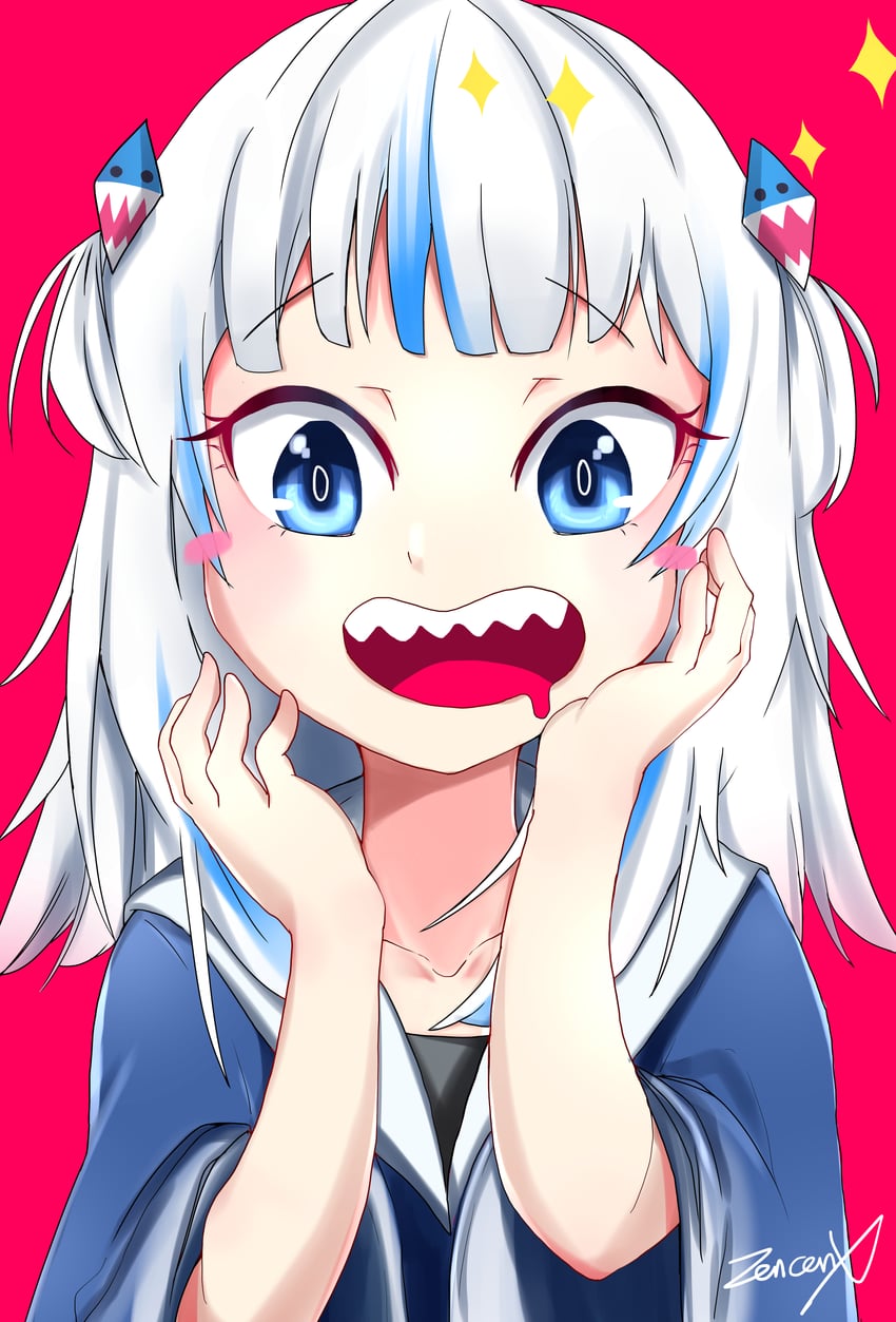 gawr gura (hololive and 1 more) drawn by zencenx