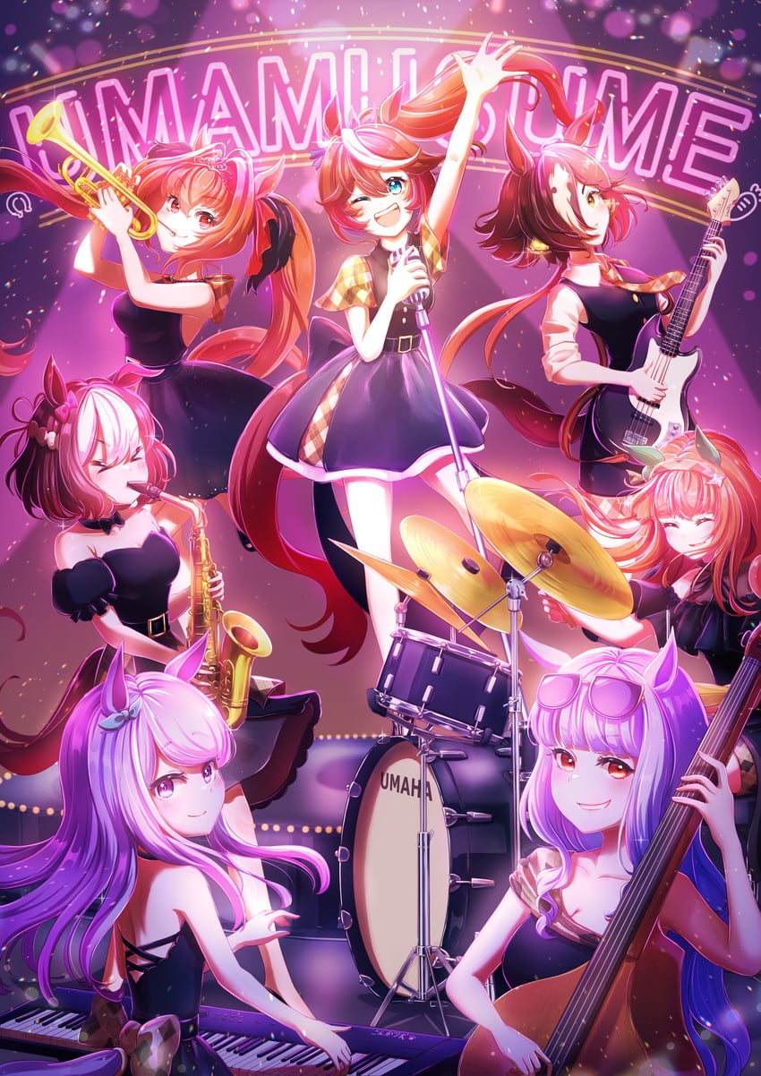 daiwa scarlet, mejiro mcqueen, tokai teio, silence suzuka, special week, and 1 more (umamusume) drawn by kongariinu