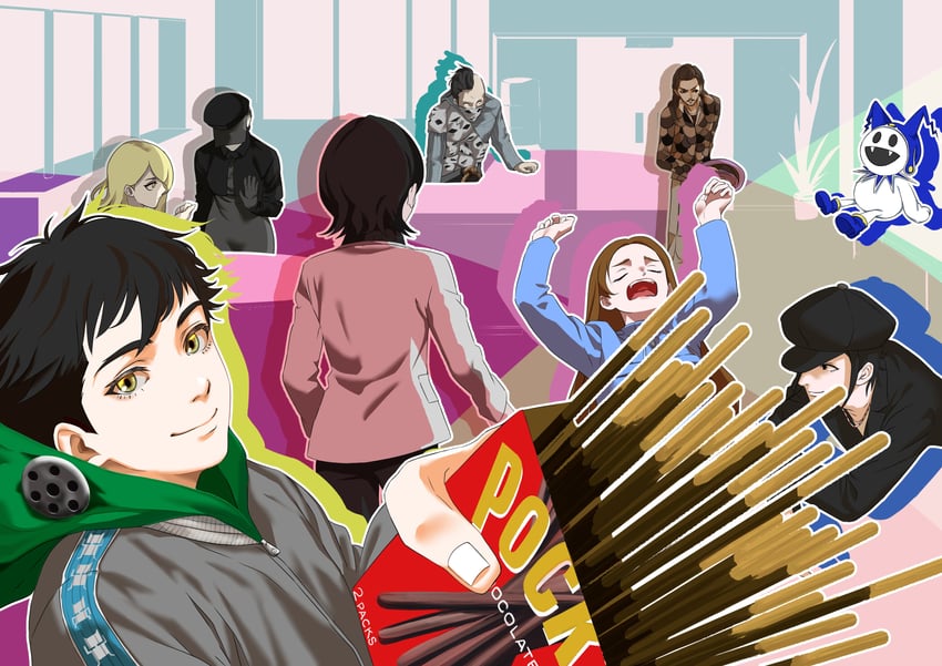 jack frost, demi-fiend, lucifer, takao yuko, tachibana chiaki, and 4 more (shin megami tensei and 1 more) drawn by macossa