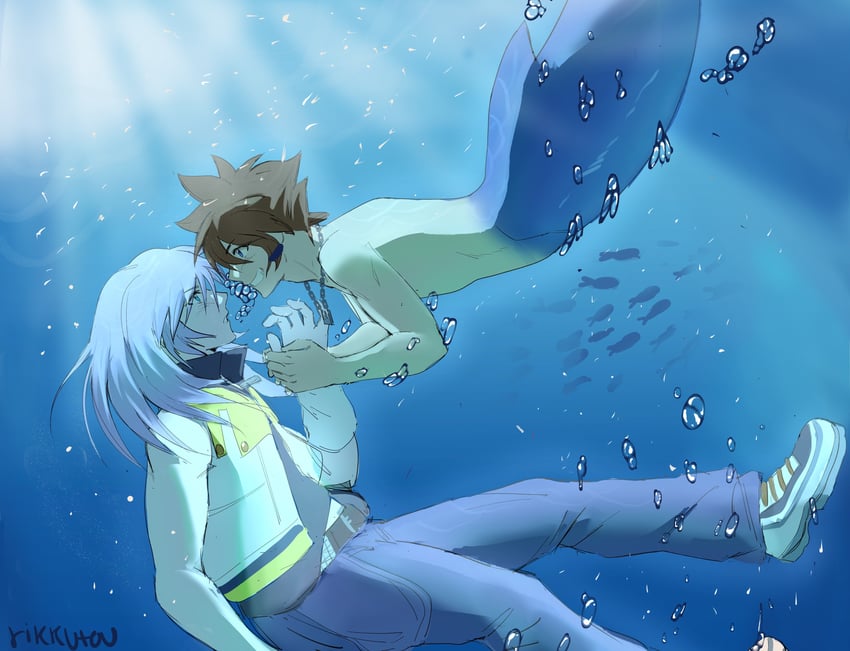 sora and riku (kingdom hearts and 1 more) drawn by m4waruu