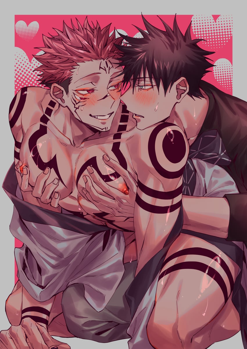 fushiguro megumi and ryoumen sukuna (jujutsu kaisen) drawn by azukiharuta_ju